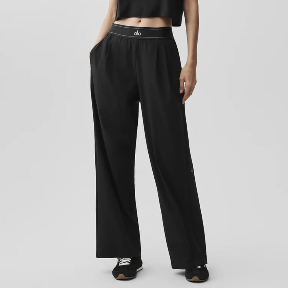 ALO Yoga Black Wide-Leg Track Pants